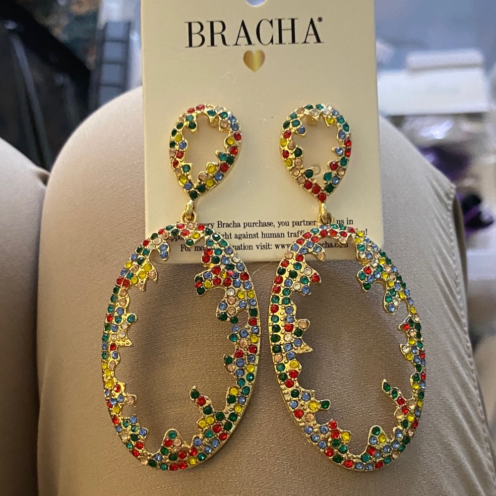 Bracha Colorful Oval Drop Earrings